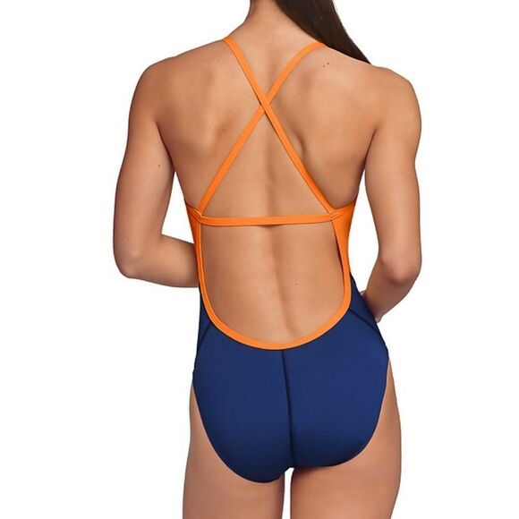 Speedo Spark Splice Crossback One Piece Orange/Navy, size 32/6, NWT - Picture 2 of 11